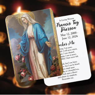 Mary Prayer Card Catholic Memorial Prayer Card