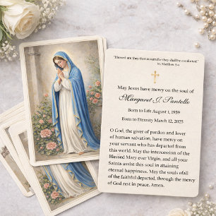 Mary Praying Catholic Funeral Memorial Holy Card -