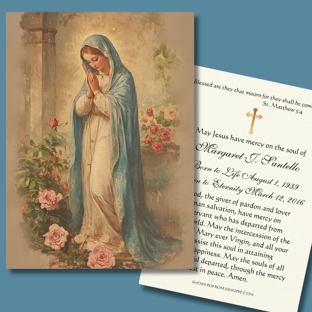 Mary Praying Catholic Funeral Memorial Holy Card - (Creator Uploaded)