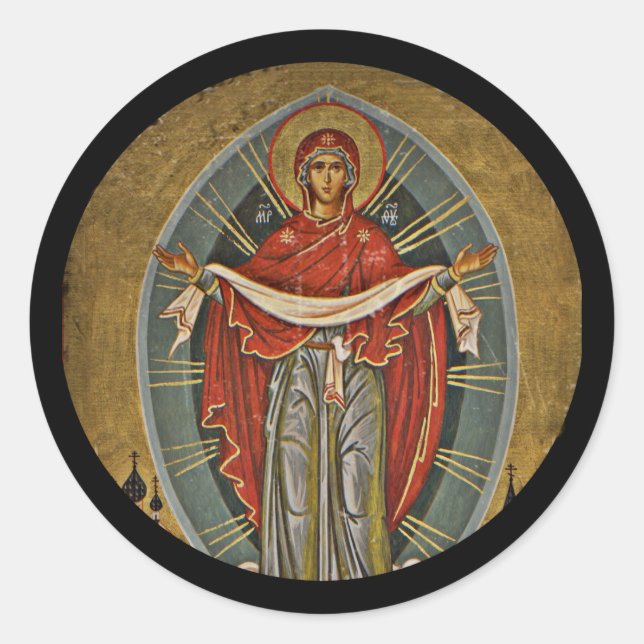 Mary Protector Theotokos Classic Round Sticker (Front)