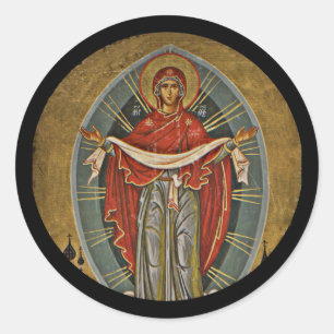 Mary Protector Theotokos Classic Round Sticker