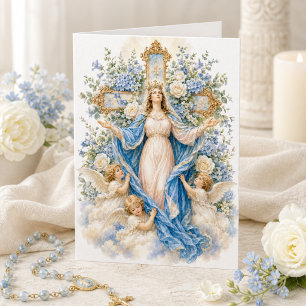 Mary Queen of Heaven with Angels Catholic Card