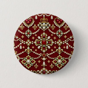 Mary Queen of Scots Inspired Design Magical Jewels 6 Cm Round Badge