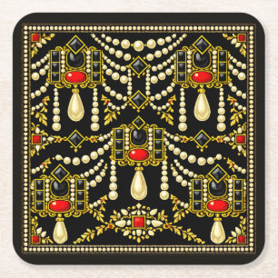 Mary Queen of Scots Jewells Inspired Design  Square Paper Coaster