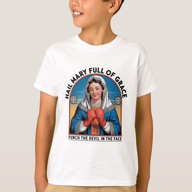 Mary Religious Boxing Tee Funny Christian Punch Th (Front)