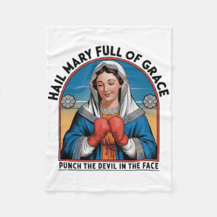 Mary Religious Boxing Tee Funny Christian Punch Th Fleece Blanket