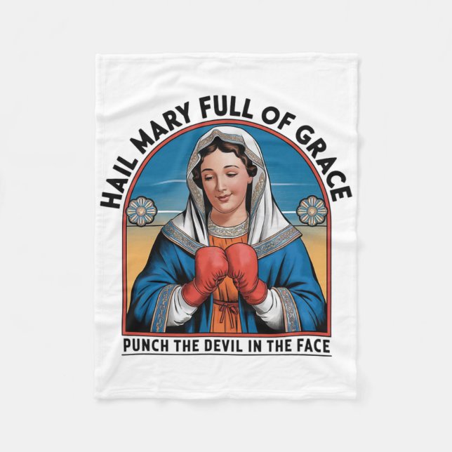 Mary Religious Boxing Tee Funny Christian Punch Th Fleece Blanket (Front)