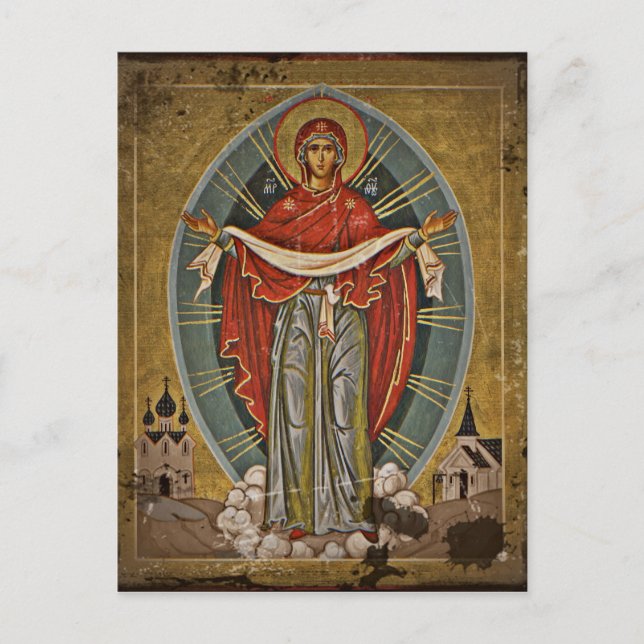 Mary the Protector Theotokos Postcard (Front)