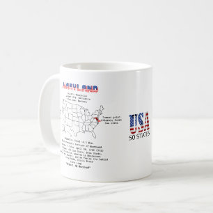 Maryland American state on a map and useful info Coffee Mug