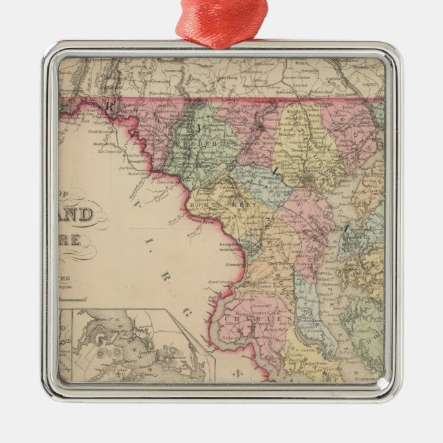 Maryland and Delaware 2 Metal Tree Decoration (Front)