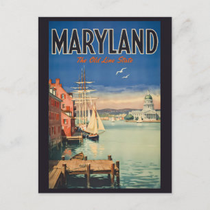 Maryland Annapolis Painterly Illustration Travel Postcard