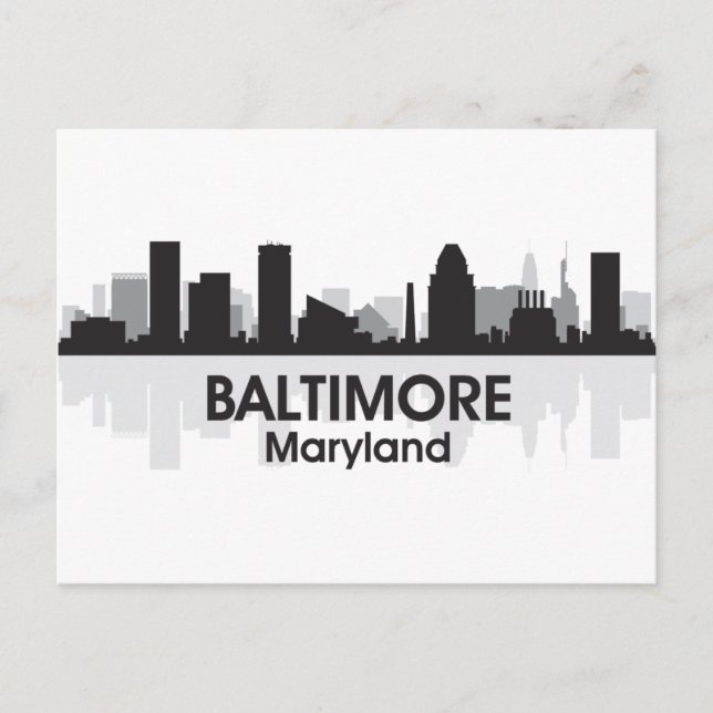 Maryland Baltimore Skyline Postcard (Front)