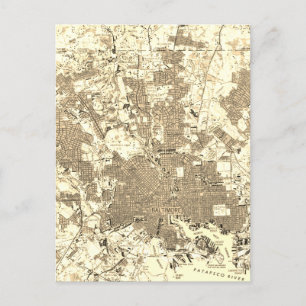Maryland Baltimore Vintage Map Postcard