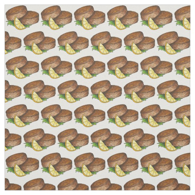 Maryland  Bay Crabs Crab Cake Crabcake Seafood Fabric (Swatch)