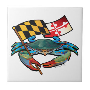 Maryland Blue Crab with Flag Crest Tile