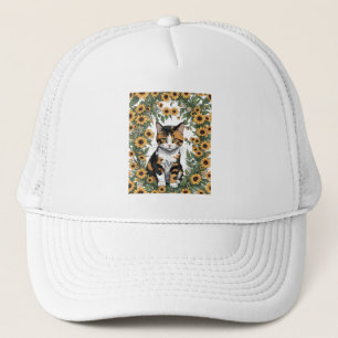 Maryland Calico Cat And Black Eyed Susan Flowers 3 Trucker Hat