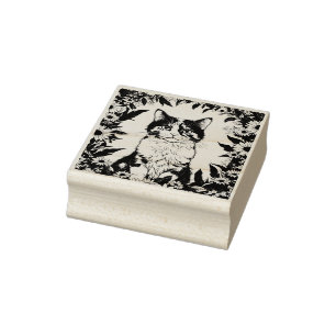 Maryland Calico Cat And Black Eyed Susan Flowers 4 Rubber Stamp
