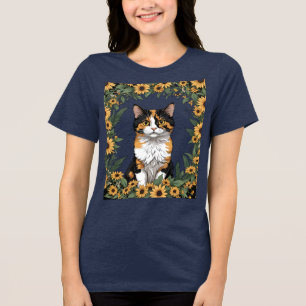 Maryland Calico Cat And Black Eyed Susan Flowers 4 Tri-Blend Shirt