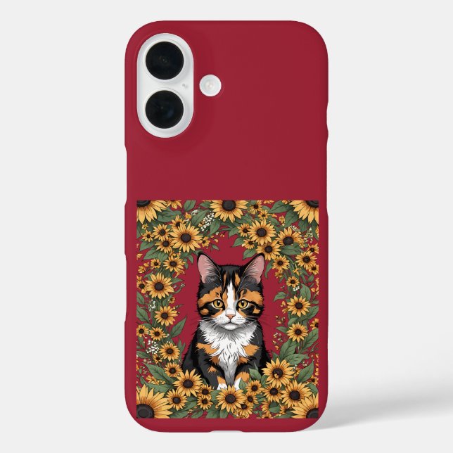 Maryland Calico Cat And Black Eyed Susan Flowers Case-Mate iPhone Case (Back)