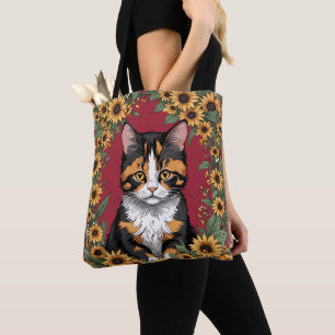 Maryland Calico Cat And Black Eyed Susan Flowers Tote Bag