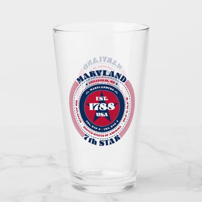 Maryland Circular Typography Design Glass (Front)