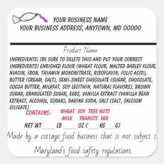 Maryland Cottage Law Label for home food business