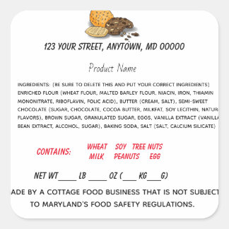 Maryland Cottage Law Label for home food business