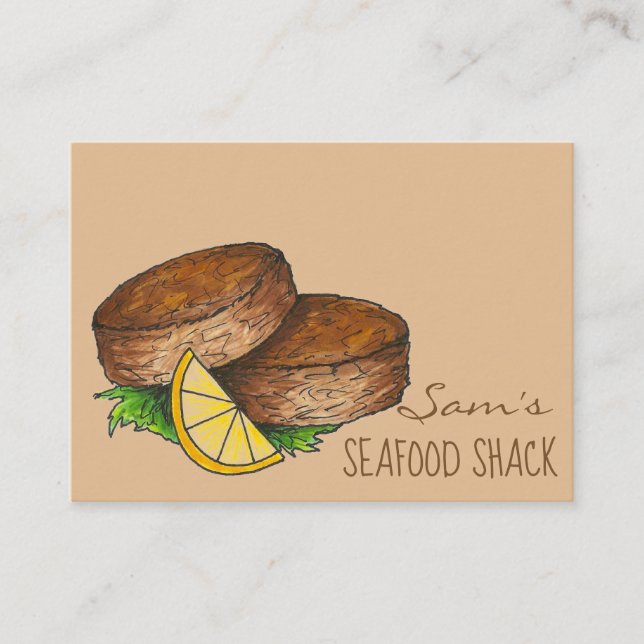 Maryland Crab Cakes Crabcakes Seafood Restaurant Business Card (Front)