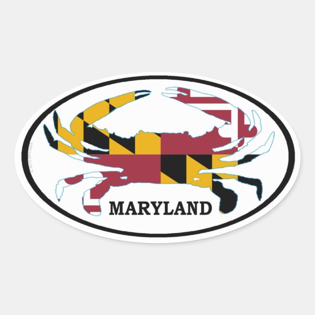 Maryland Crab Flag Oval Decal (set of 4) Sticker (Front)