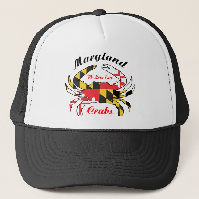Maryland crab state flag trucker cap hat (Front)