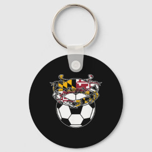 Maryland Crab State Pride Flag Gift - Soccer And B Key Ring
