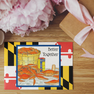 Maryland Flag and Crabs Custom Wedding Card