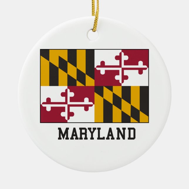 Maryland Flag Ceramic Tree Decoration (Front)
