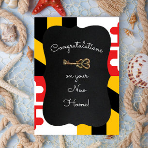 Maryland Flag Chalkboard Key Housewarming Card