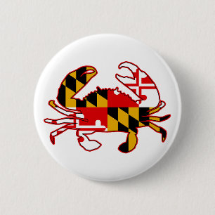 Maryland Flag Crab 6 Cm Round Badge