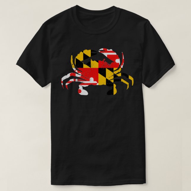 Maryland Flag Crab Blue Crab Seafood Maryland Crab T-Shirt (Design Front)