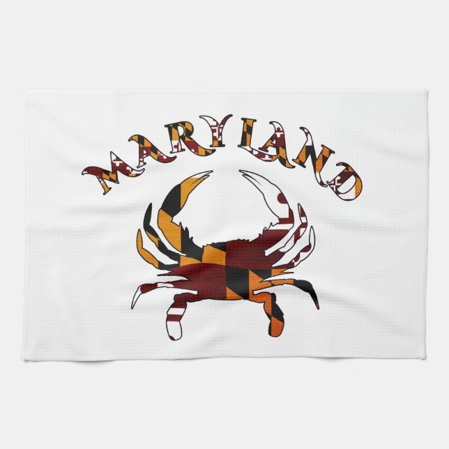 Maryland Flag Crab Tea Towel (Horizontal)