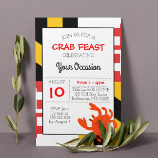 Maryland Flag Happy Crab Nautical All Occasion Invitation
