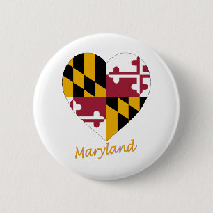 Maryland Flag Heart 6 Cm Round Badge