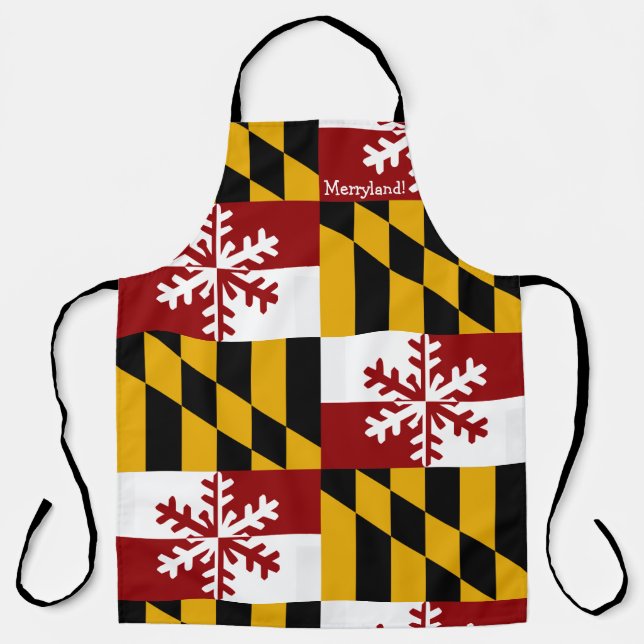 Maryland Flag Holiday Snowflake Apron (Front)