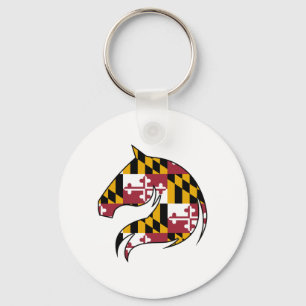 Maryland Flag Horse Button Key Ring