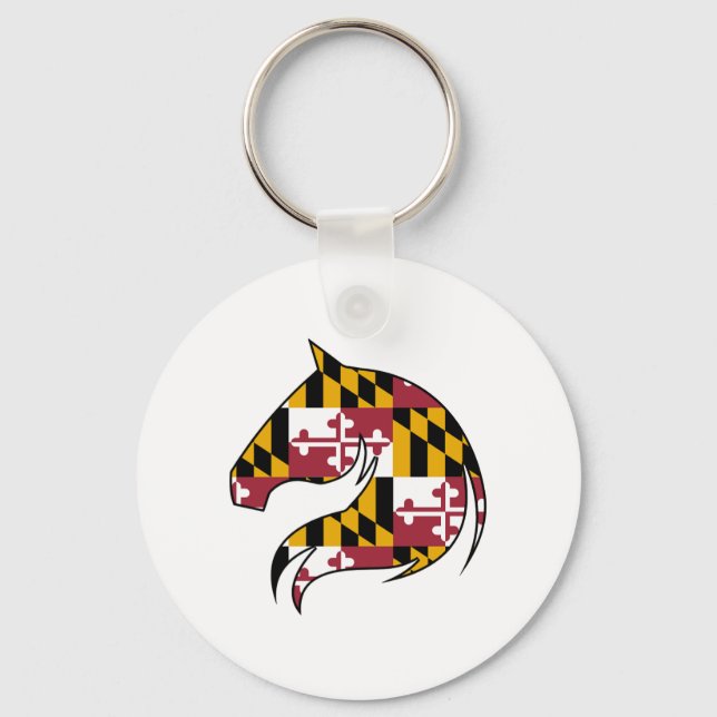Maryland Flag Horse Button Key Ring (Front)