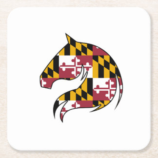 Maryland Flag Horse Head Square Paper Coaster