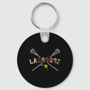 Maryland Flag Lacrosse Boys Mens College LAX Stic Key Ring