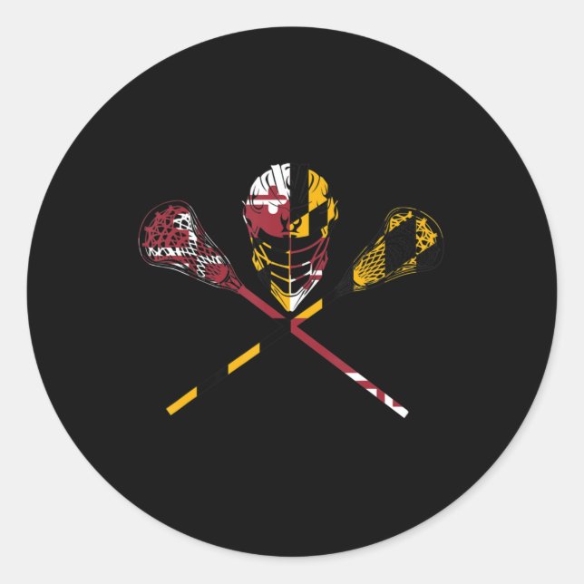 Maryland Flag Lacrosse Boys Men's Women's College  Classic Round Sticker (Front)