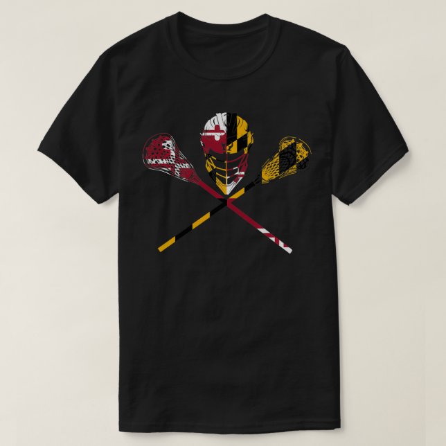 Maryland Flag Lacrosse Boys Mens Womens College LA T-Shirt (Design Front)