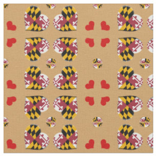 Maryland Flag & Maryland Hearts fashion Fabric/USA Fabric