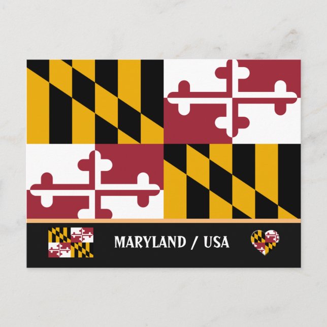 Maryland Flag & Maryland State USA /America Postcard (Front)