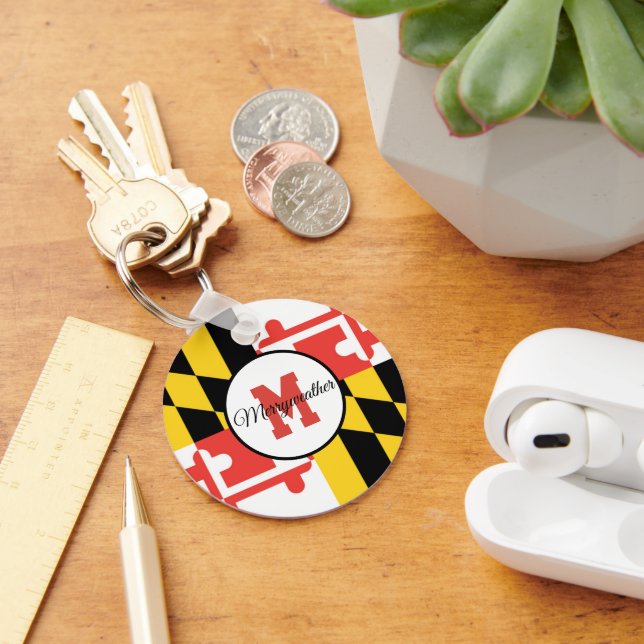 Maryland Flag Monogram Personalised Keychain (Desk)