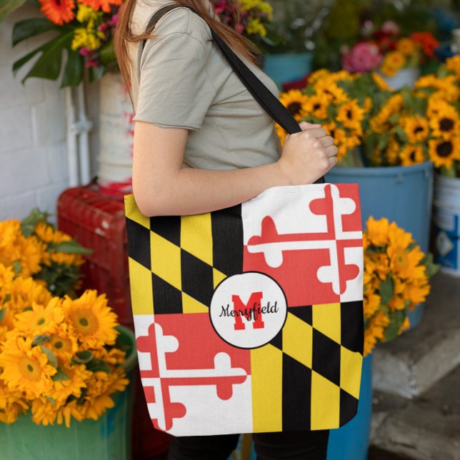 Maryland Flag Monogrammed Tote Bag (Creator Uploaded)